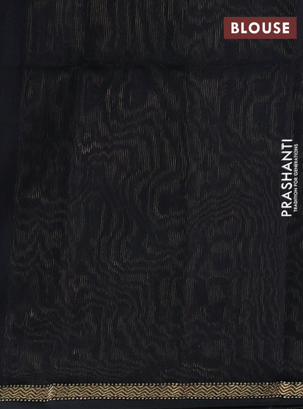Maheswari silk cotton saree black with allover stripe pattern and zari woven border