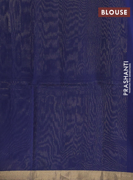 Maheswari silk cotton saree navy blue with allover zari stripe pattern and zari woven border