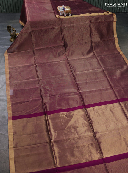 Maheswari silk cotton saree dark magenta pink with allover zari stripe pattern and zari woven border