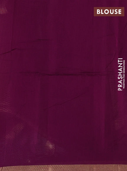 Maheswari silk cotton saree dark magenta pink with allover zari stripe pattern and zari woven border