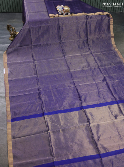 Maheswari silk cotton saree blue with allover zari stripe pattern and zari woven border