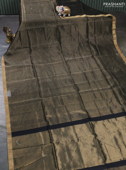 Maheswari silk cotton saree black with allover zari stripe pattern and zari woven border