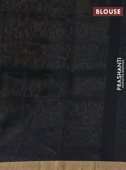 Maheswari silk cotton saree black with allover zari stripe pattern and zari woven border