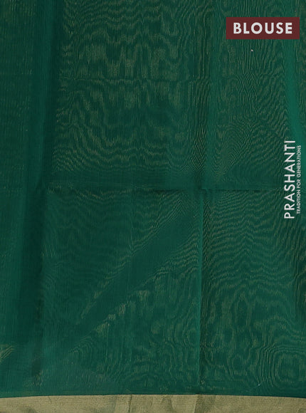 Maheswari silk cotton saree green with allover zari stripe pattern and zari woven border