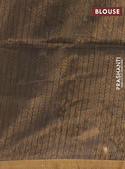 Maheswari silk cotton saree elephant grey with allover zari stripe pattern and zari woven border