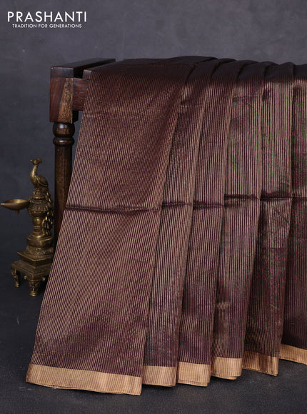 Maheswari silk cotton saree deep wine with allover zari stripe pattern and zari woven border