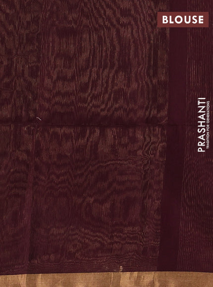 Maheswari silk cotton saree deep wine with allover zari stripe pattern and zari woven border