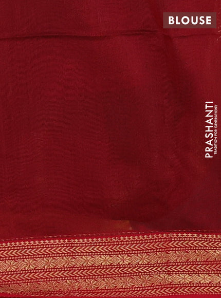 Maheswari silk cotton saree green and red with zari woven buttas and zari woven border