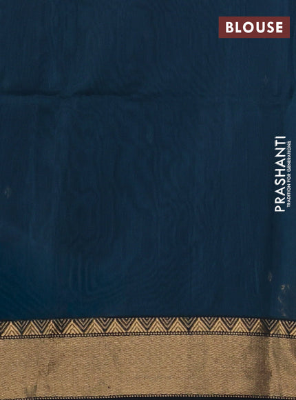 Maheswari silk cotton saree peacock blue with zari woven buttas and zari woven border