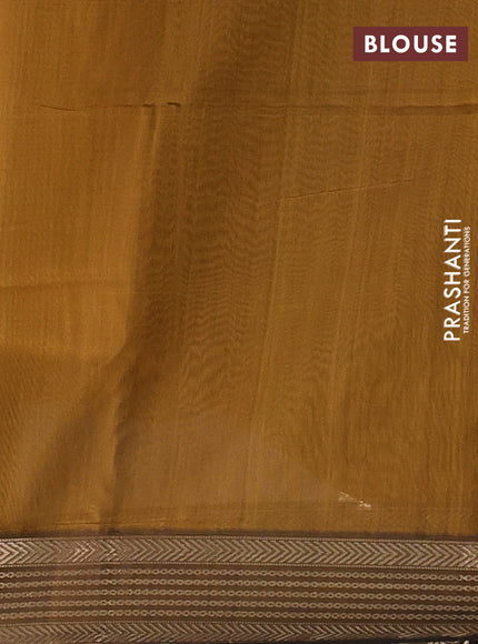 Maheswari silk cotton saree dark mustard and coffee brown with zari woven buttas and zari woven border
