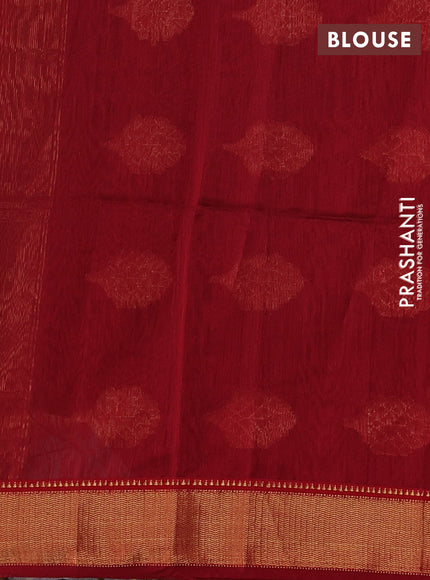 Maheswari silk cotton saree coffee brown and red with zari woven buttas and zari woven border
