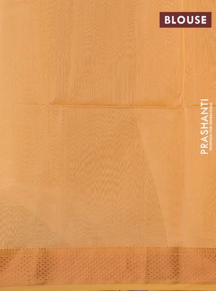 Maheswari silk cotton saree pale orange with copper zari woven buttas and copper zari woven border
