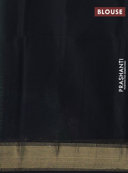 Maheswari silk cotton saree green and black with zari woven geometric buttas and zari woven border