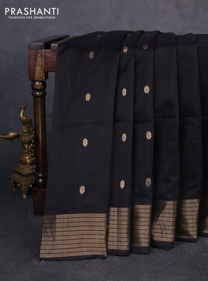 Maheswari silk cotton saree black with zari woven buttas and zari woven border