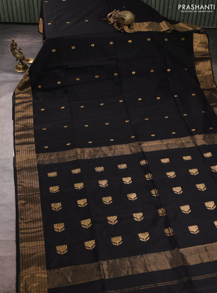 Maheswari silk cotton saree black with zari woven buttas and zari woven border