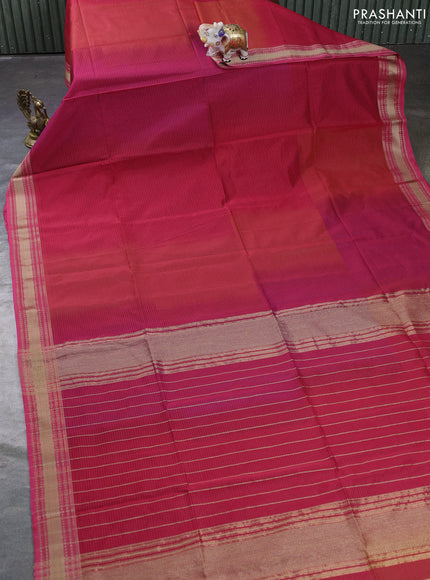 Maheswari silk cotton saree purple and red pink with allover stripe pattern and thread woven border