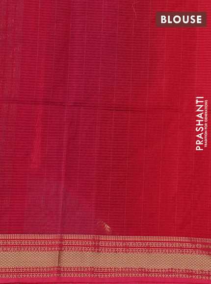 Maheswari silk cotton saree pink with allover stripe pattern and zari woven border