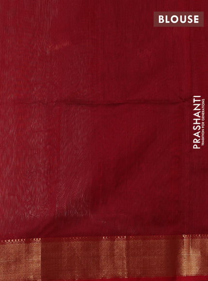 Maheswari silk cotton saree dark beige and red with thread & zari woven buttas and zari woven border