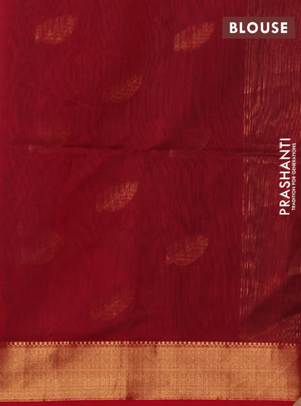 Maheswari silk cotton saree peacock green and red with thread & zari woven buttas and zari woven border