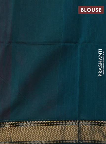 Maheswari silk cotton saree dark magenta pink and teal green with zari woven geometric buttas and zari woven border