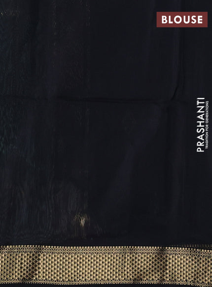 Maheswari silk cotton saree pastel green and black with thread & zari woven buttas and zari woven border