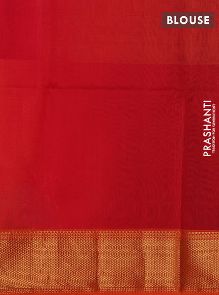 Maheswari silk cotton saree red and orange with allover zari weaves and zari woven border