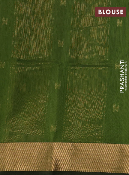 Maheswari silk cotton saree mehendi green with zari woven buttas and zari woven border
