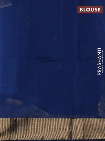 Maheswari silk cotton saree peacock blue with zari woven buttas and zari woven border
