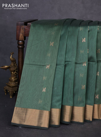 Maheswari silk cotton saree pastel green with zari woven buttas and zari woven border