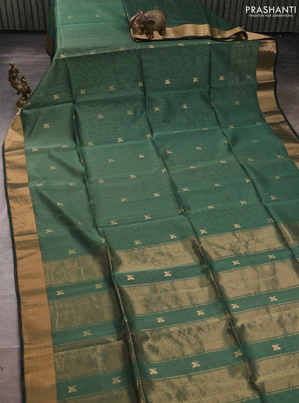Maheswari silk cotton saree pastel green with zari woven buttas and zari woven border