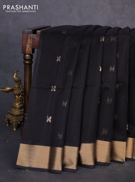 Maheswari silk cotton saree black with zari woven buttas and zari woven border