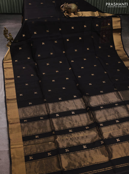 Maheswari silk cotton saree black with zari woven buttas and zari woven border