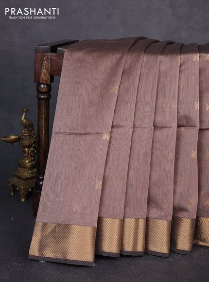Maheswari silk cotton saree rosy brown with zari woven buttas and zari woven border