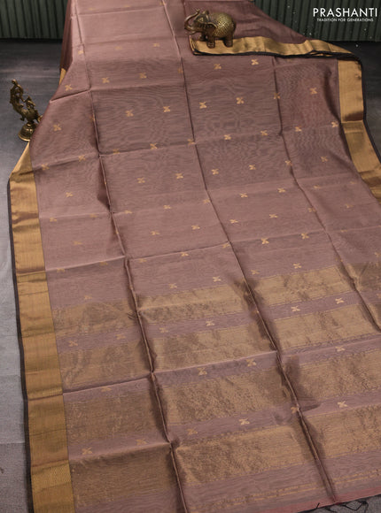 Maheswari silk cotton saree rosy brown with zari woven buttas and zari woven border