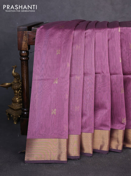 Maheswari silk cotton saree mauve pink with zari woven buttas and zari woven border