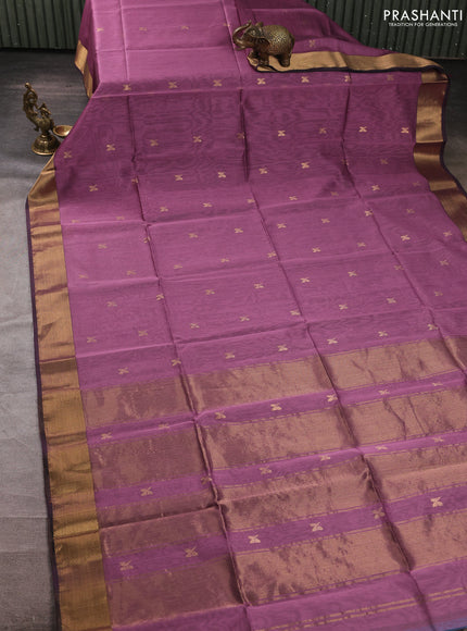 Maheswari silk cotton saree mauve pink with zari woven buttas and zari woven border