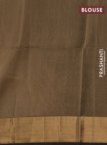 Maheswari silk cotton saree dark sandal with zari woven buttas and zari woven border