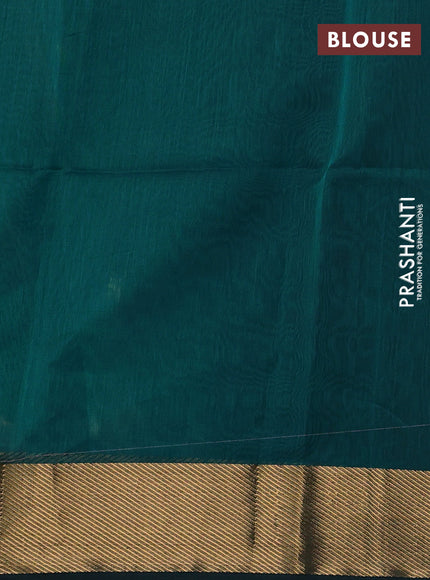 Maheswari silk cotton saree peacock green with zari woven buttas and zari woven border