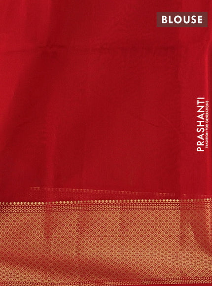 Maheswari silk cotton saree olive green and red with thread & zari woven buttas and zari woven border