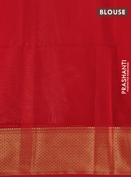 Maheswari silk cotton saree pastel pink and red with thread & zari woven buttas and zari woven border