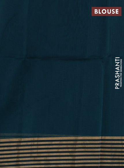 Maheswari silk cotton saree peacock green and maroon with thread & zari woven buttas and zari woven border