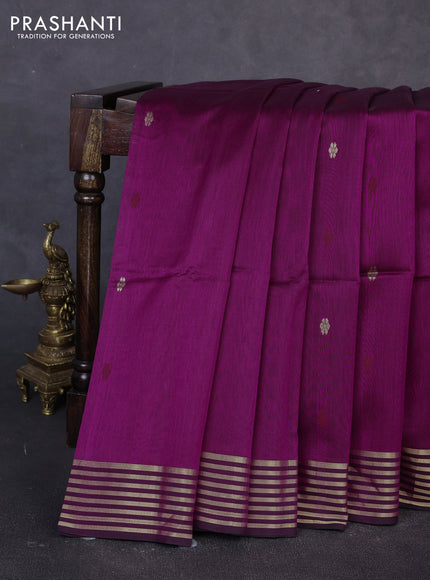 Maheswari silk cotton saree purple and black with thread & zari woven buttas and zari woven border