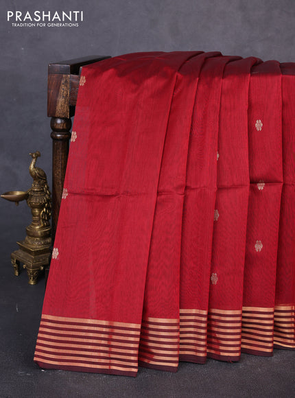 Maheswari silk cotton saree maroon and black with zari woven buttas and zari woven border