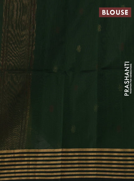Maheswari silk cotton saree bottle green and maroon with thread & zari woven buttas and zari woven border