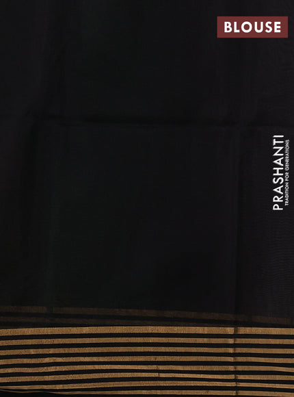Maheswari silk cotton saree bottle green and black with thread & zari woven buttas and zari woven border