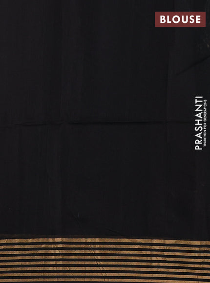 Maheswari silk cotton saree peacock green and black with thread & zari woven buttas and zari woven border