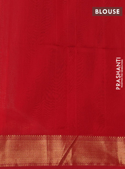 Maheswari silk cotton saree green and red with zari woven buttas and zari woven border