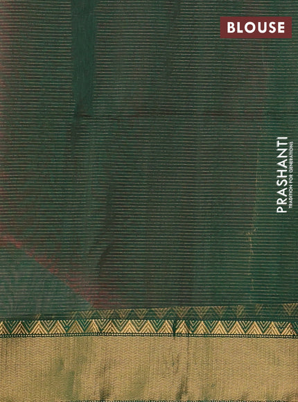 Maheswari silk cotton saree pink and green with allover small zari woven checked pattern and zari woven border