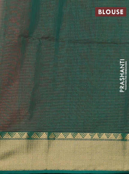Maheswari silk cotton saree red and green with allover small zari woven checked pattern and zari woven border