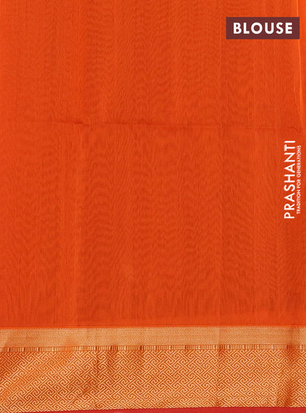 Maheswari silk cotton saree maroon and orange with allover zari weaves and zari woven border